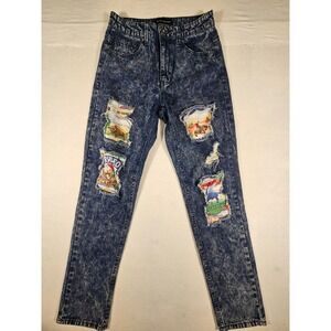 JC JQ Premium Jeans Acid Wash Rodeo Graphic Distressed Slim High Rise WP2102 S